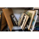 Shelf of framed pictures, paintings etc