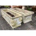 2 reconstituted stone troughs