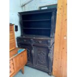 19th/20th century stained oak heavily carved dresser