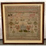 An early Victorian sampler, decorated with various