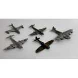 Five die cast Dinky model aircraft to include Temp
