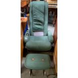 A 1970's Planeta massage chair and matching stool,