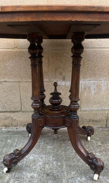 A Victorian walnut loo table, 69cm high, 104cm lon - Image 4 of 10