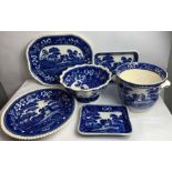 A collection of Spode "Blue Tower" items including