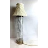 An Art Deco tall cut glass table lamp base, with l