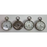 Collection of four silver pocket watches including