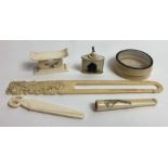 A collection of 19th century ivory items to includ