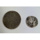A silver William III 1696 crown and a silver Eliza