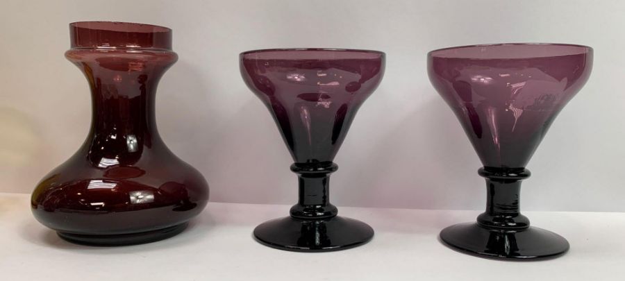 A pair of amethyst glass goblets together with var - Image 4 of 4