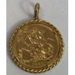 An 1887 sovereign in a pendant mount, 11.3 g gross