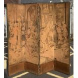 A tapestry three fold draught screen, the panels d