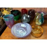 A collection of studio glass to include a Whitefr
