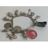 A bracelet with various charms attached