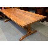 A 20th century pine refectory/kitchen table, 74cm