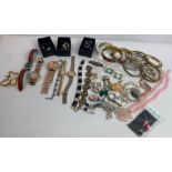 A collection of costume jewellery items and some w