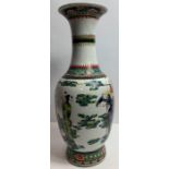 A 19th century Chinese famille verte vase, decorat