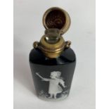 A 19th century opaque back glass scent bottle, wit