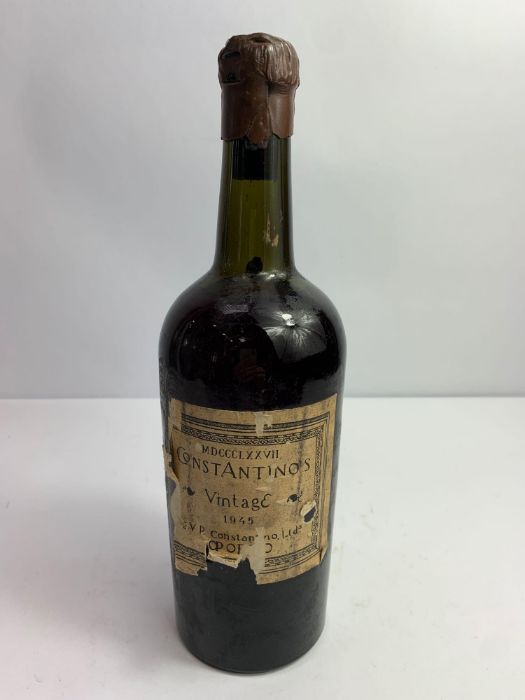 A bottle of vintage Constantino's 1945 port with a