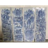 A set of four Chinese blue and white panels, each