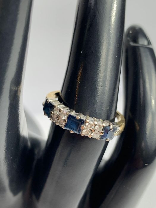 An 18 carat gold sapphire and diamond half hoop ri - Image 3 of 3