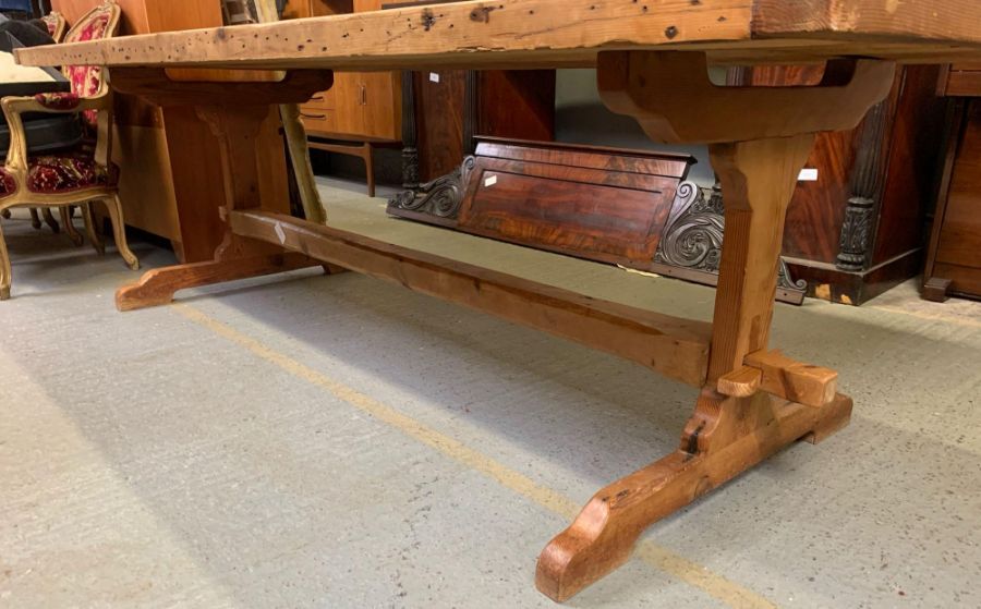 A 20th century pine refectory/kitchen table, 74cm - Image 3 of 3