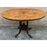 A Victorian walnut loo table, 69cm high, 104cm lon