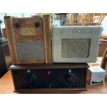 Two vintage radios, along with a switch and one ot