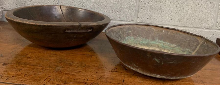 A 19th century turned sycamore dairy bowl, 43cm di