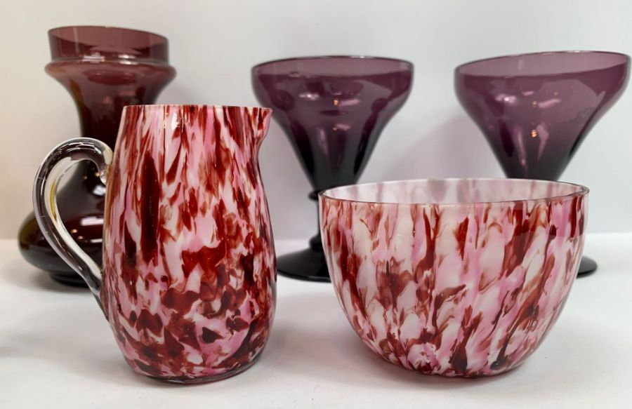 A pair of amethyst glass goblets together with var - Image 2 of 4