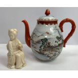 An early 20th century hand painted Japanese teapot to