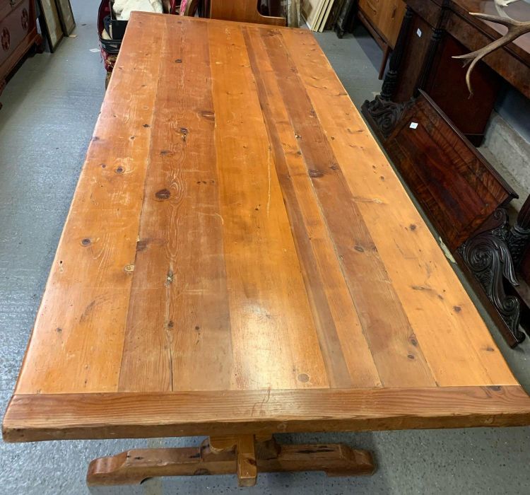 A 20th century pine refectory/kitchen table, 74cm - Image 2 of 3