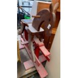 20th century painted wooden rocking horse
