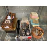 Collection of costume jewellery, coins, hand fan &