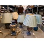 7 ceramic desk lamps including 1 Italian art potte