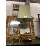 Oriental style brass table lamp in the form of a w