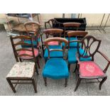 Set of 6 mahogany framed dining chairs + 4 others