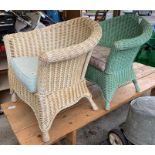 Pair of bamboo & wicker armchairs