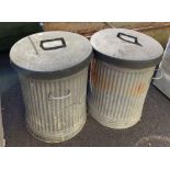 2 galvanized bins with plastic lids