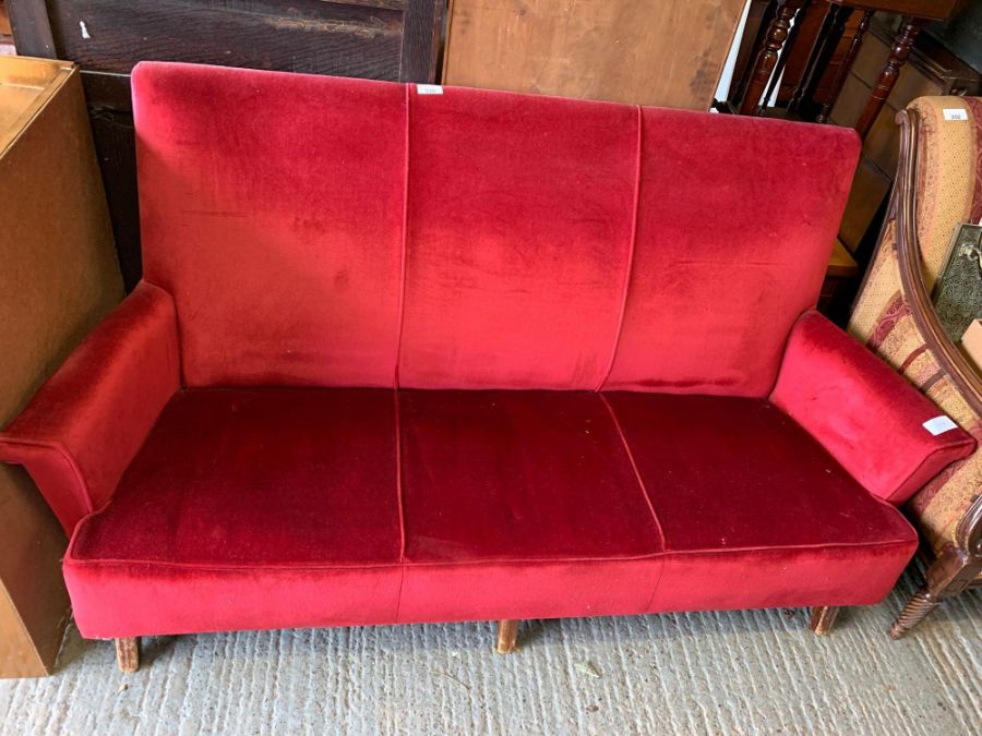 Early 20th century red upholstered 3 seater sette