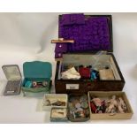 Trinket box to include costume jewellery, early mi