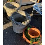 Pair of reconstituted stone planters along with 2