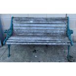 Metal framed garden bench