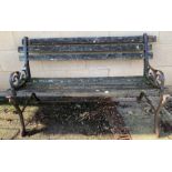 Metal framed garden bench