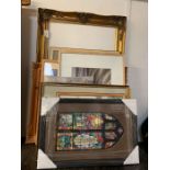 Framed prints, pictures, mirror & a gilt frame