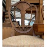 3 mahogany framed dining chairs with inlaid back a