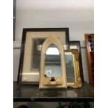 Gilt frames, gothic wall mirror and other framed i