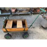 Metal & wooden childs push along trolley