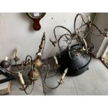 2 decorative chandelier light fittings and an indu