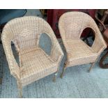 2 wicker armchairs