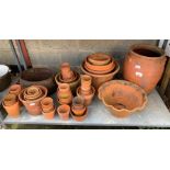 Terracotta pots & a cast iron bowl